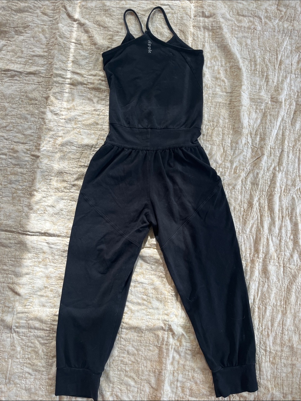 Ripple Yoga Wear Black Sleeveless Racerback Jumpsuit with Elastic Waist - Picture 6 of 6